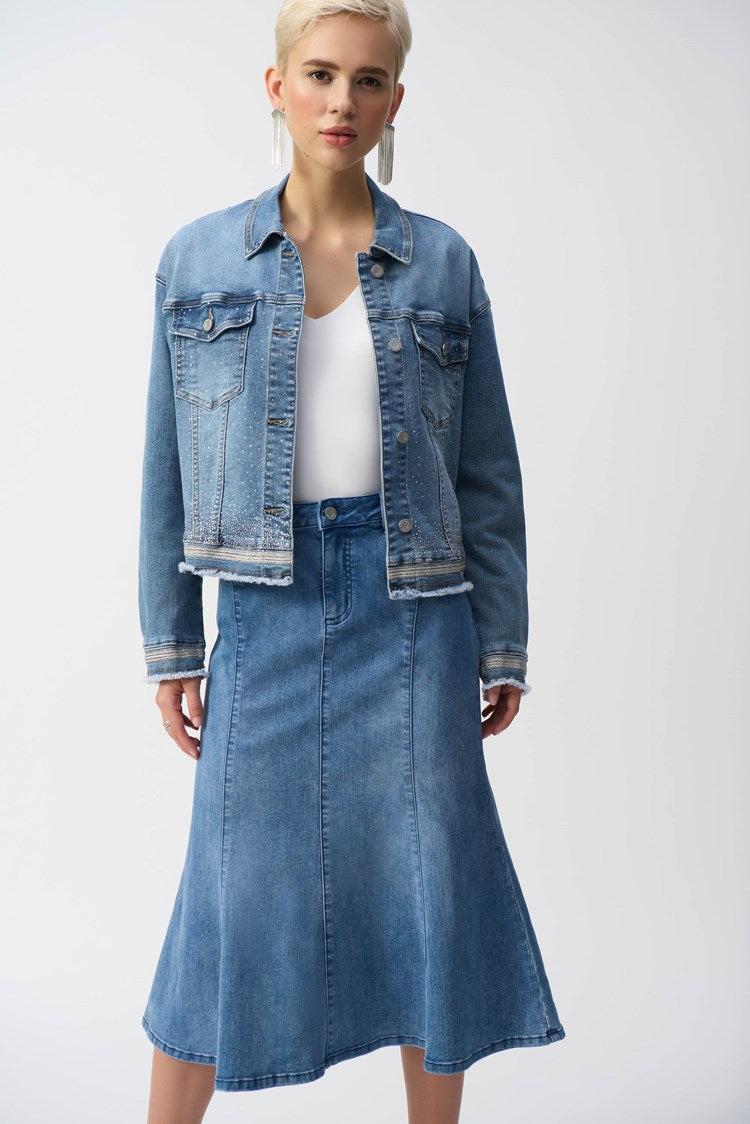 Stretch Denim Jacket with Embroidery Product Image