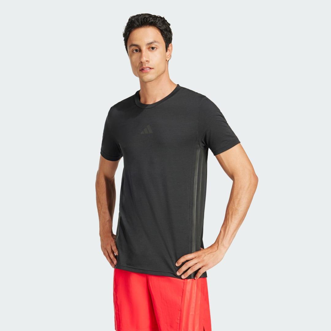 adidas Designed 4 Training 3-Stripes Tee Aurora Ink XL Mens Product Image