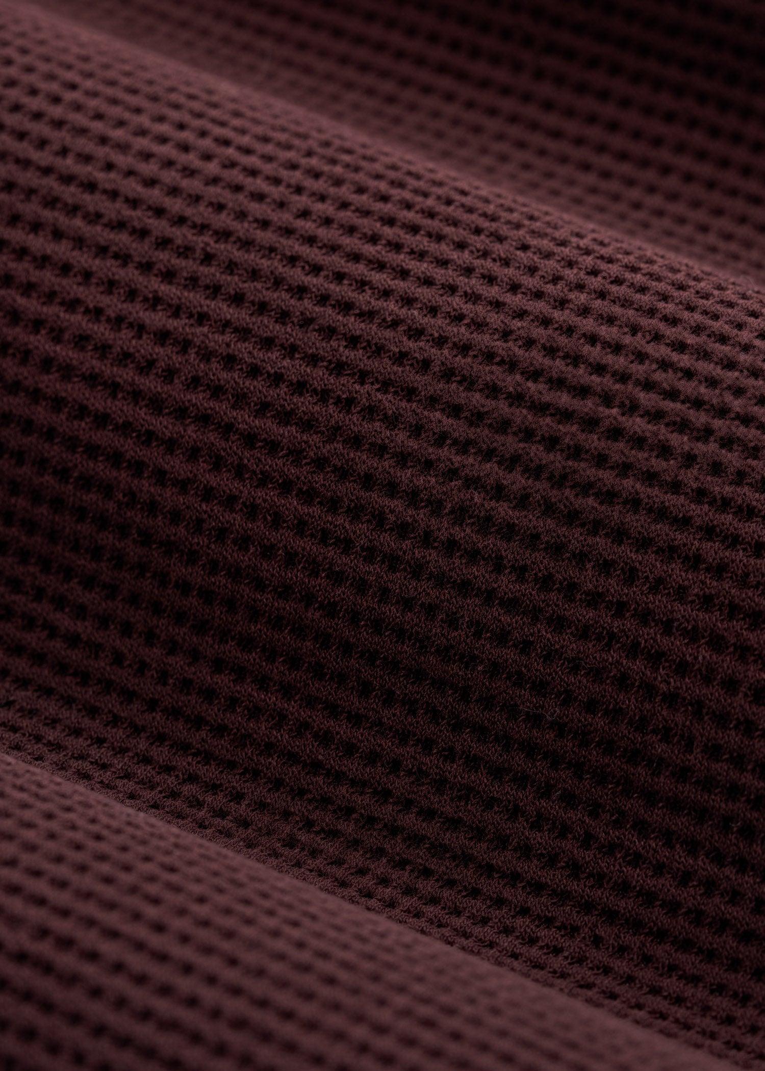 Cropped Long Sleeve Waffle Shirt for Tall Women in Oxblood Product Image