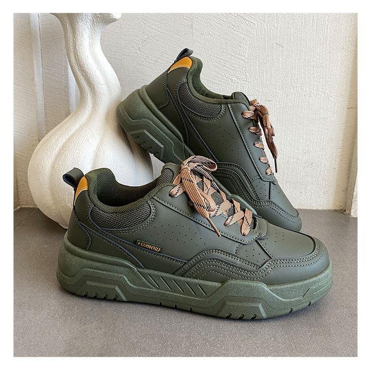 Lettering Platform Lace-Up Sneakers Product Image