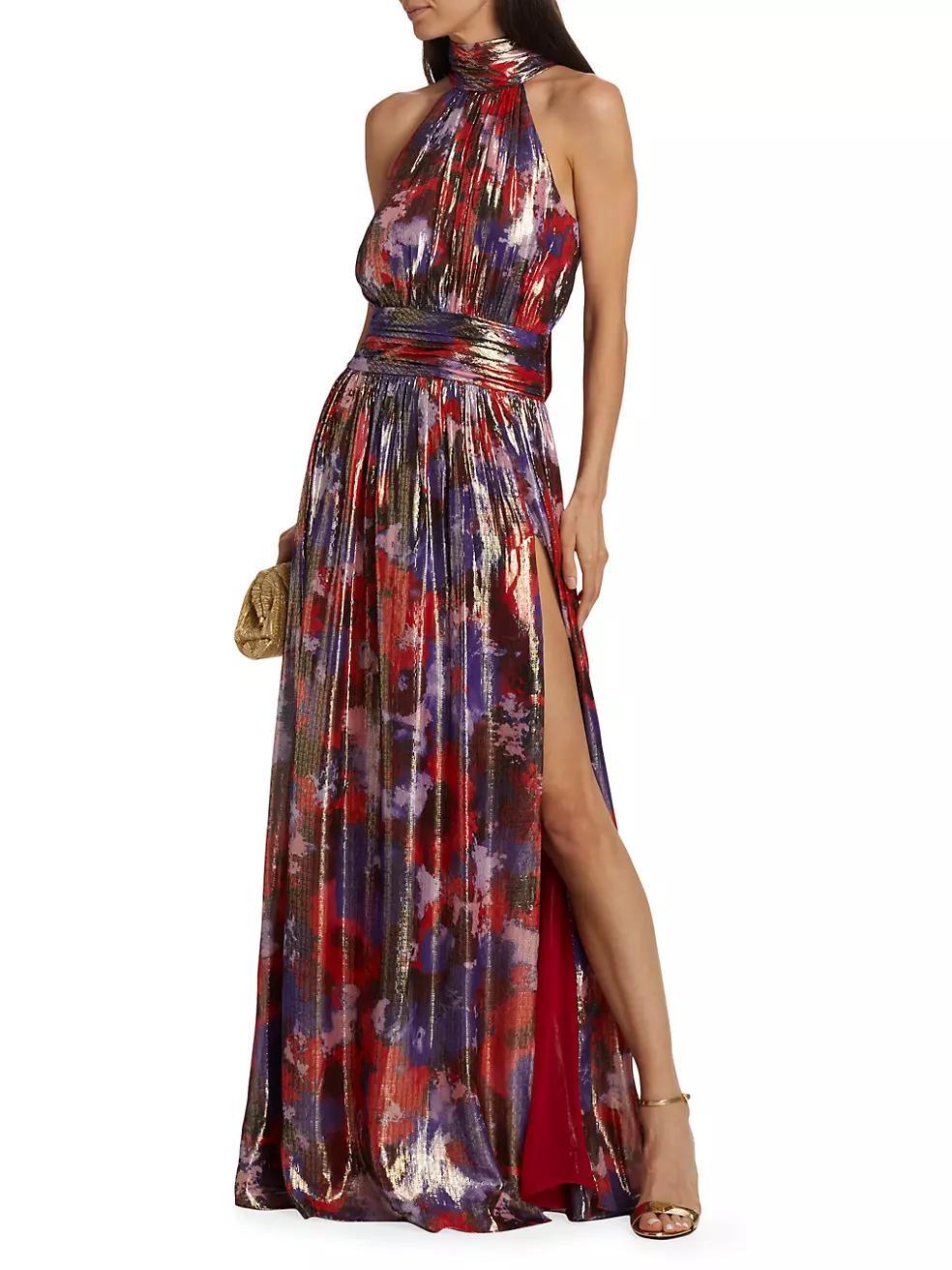Ainsley Floral Halter Maxi Dress Product Image