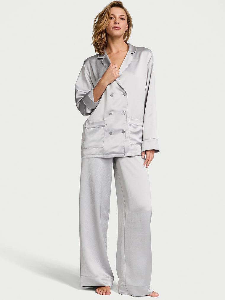 Luxe Satin Double -Breasted Long Pajama Set Product Image