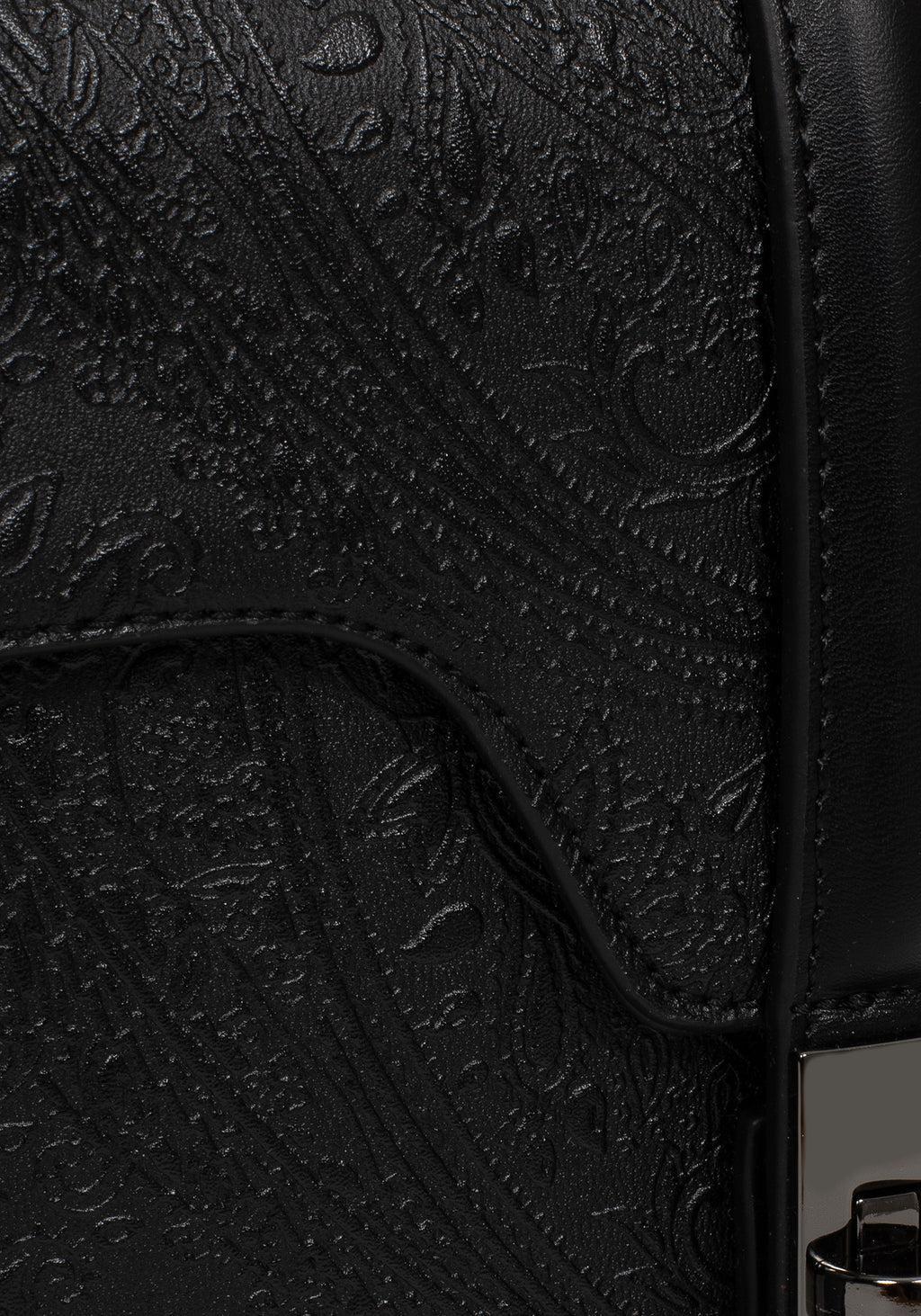 Cypress Paisley Debossed Crossbody Satchel Bag - Black Product Image