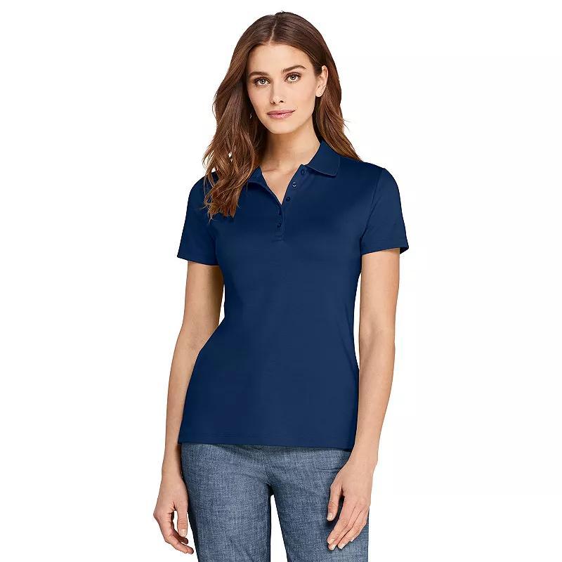 Petite Lands End Supima Cotton Short Sleeve Polo Shirt, Womens Product Image
