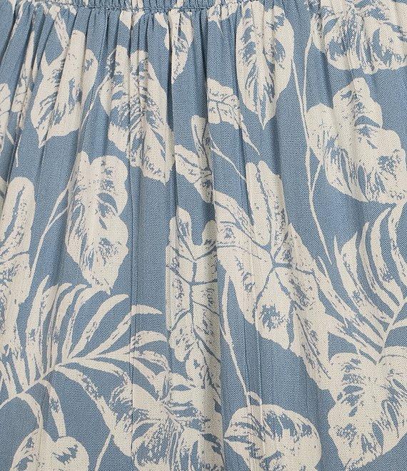 Angie Tropical Print V-Neck Short Sleeves Knot Front Keyhole High-Low Midi Dress Product Image