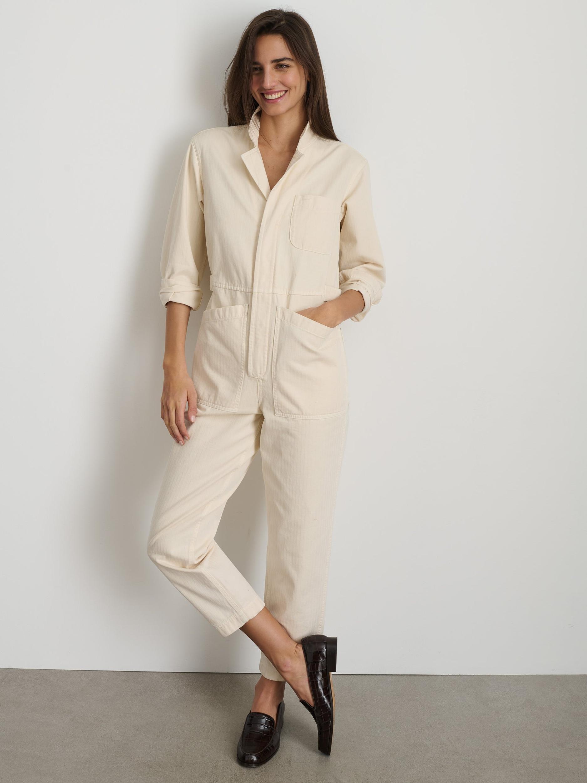 Standard Zip Jumpsuit in Herringbone Product Image