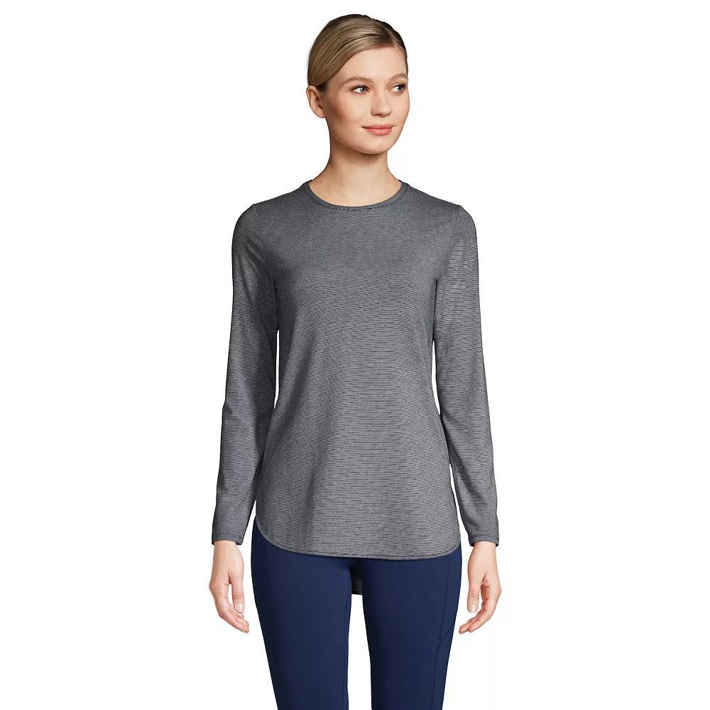 Women's Lands' End Moisture-Wicking Long Sleeve Tunic, Size: XS, Black Pinstripe Product Image