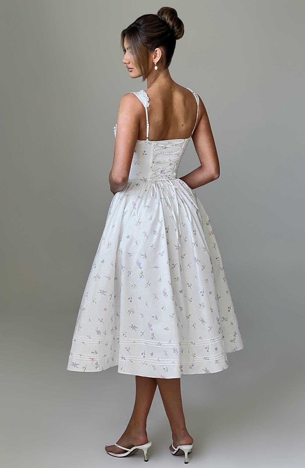Marlena Midi Dress - White Multi Floral Print Product Image