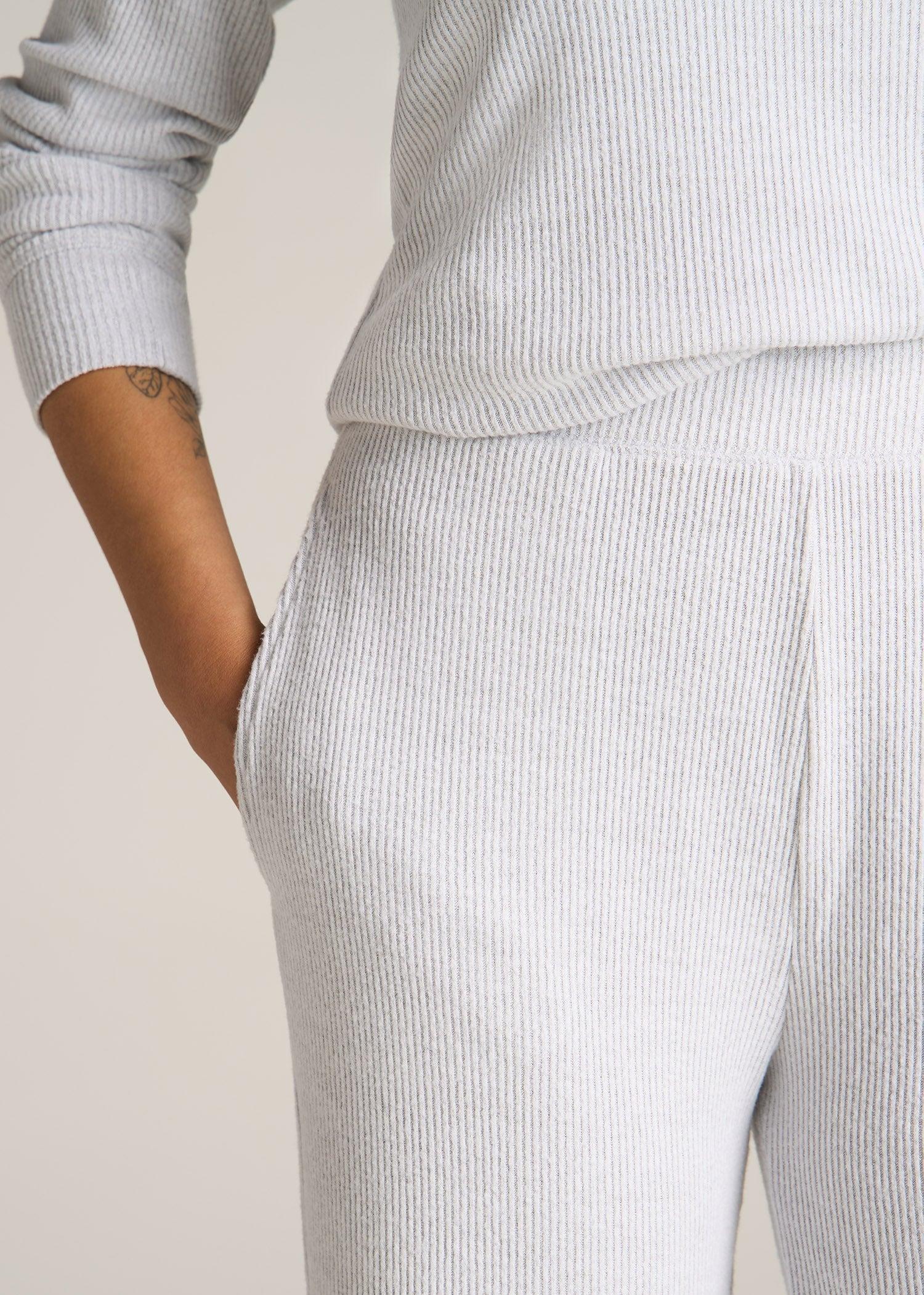 Women's Ribbed Flare Lounge Pants for Tall Women in Fog Grey Mix Product Image