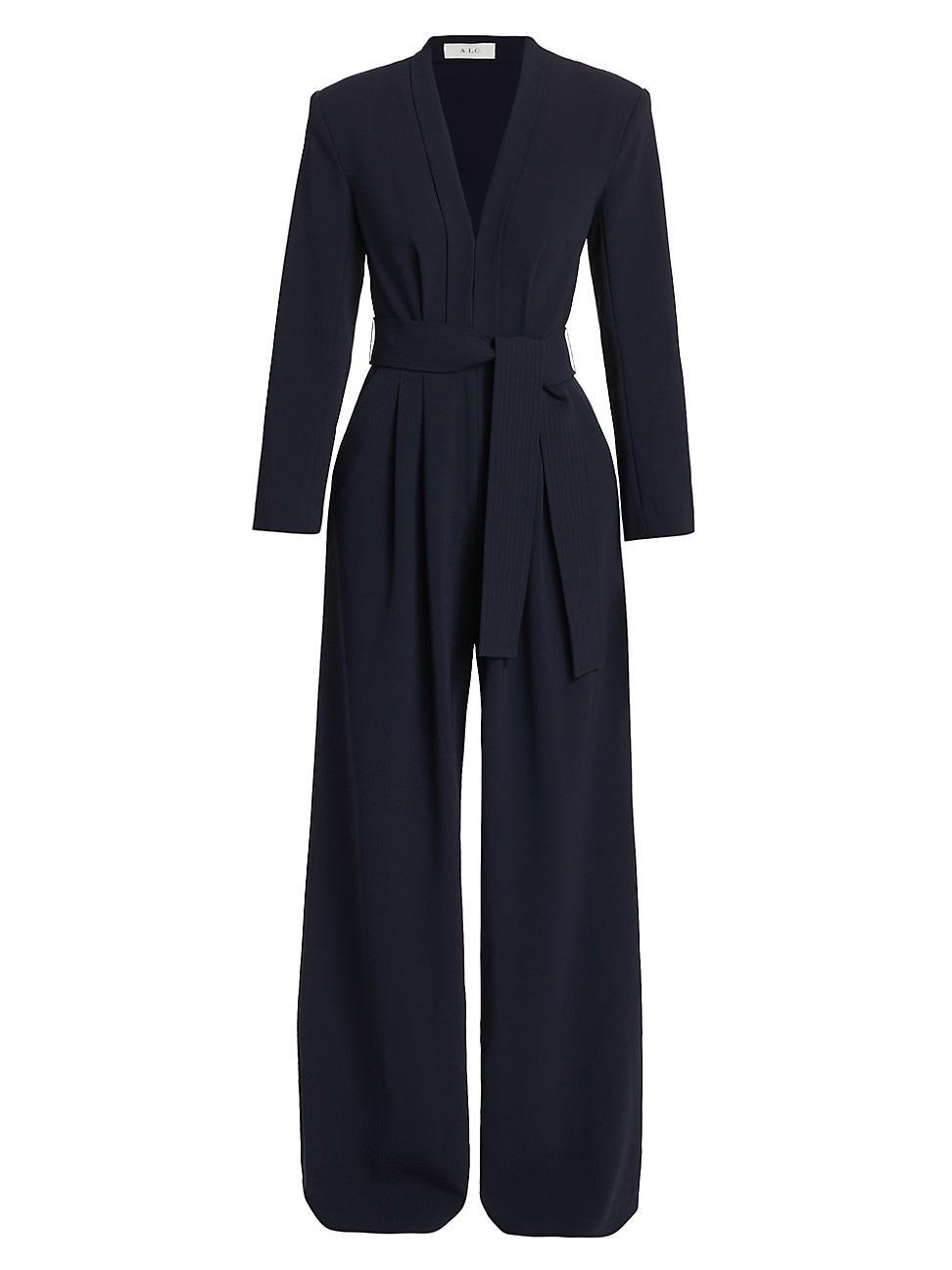 Womens Kieran II Belted Crepe Wide-Leg Jumpsuit Product Image