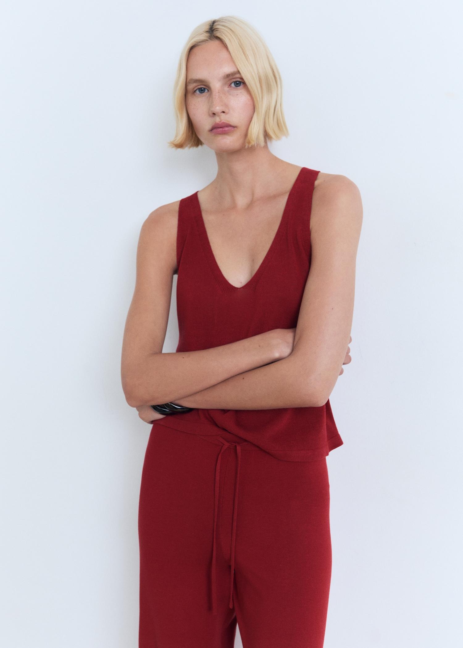 Straight knitted pants - Women | MANGO USA Product Image