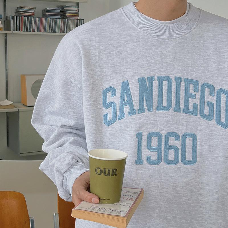 RT No. 6828 GRAY LETTERED EMBROIDERED PULLOVER SWEATER Product Image