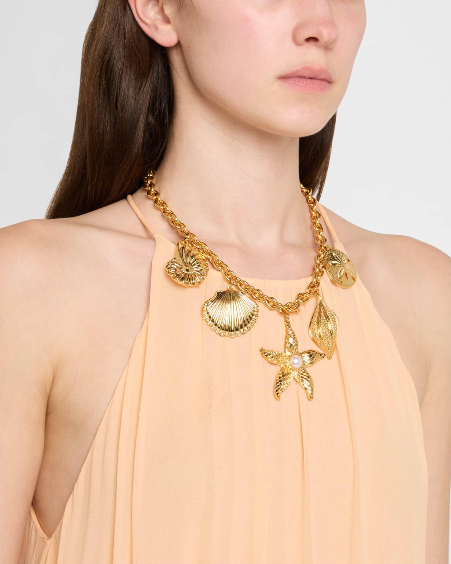 Starfish and Seashell Charm Necklace Product Image