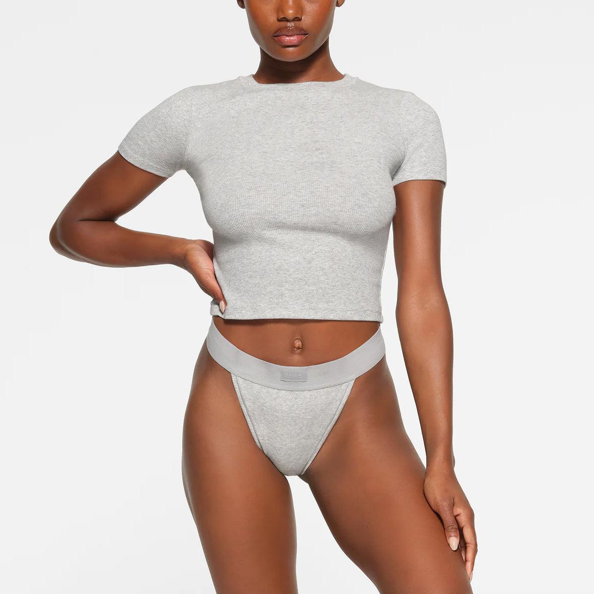 COTTON RIB T-SHIRT | LIGHT HEATHER GREY Product Image