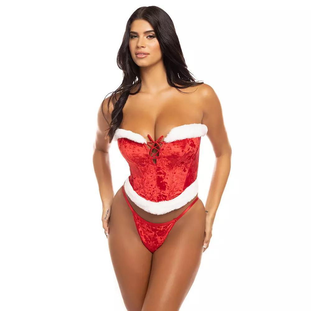 Women's Oh La La Cheri Santa's Entourage Bustier and Panty Set 61-11529, Size: Small-Medium, Red Bright White Product Image