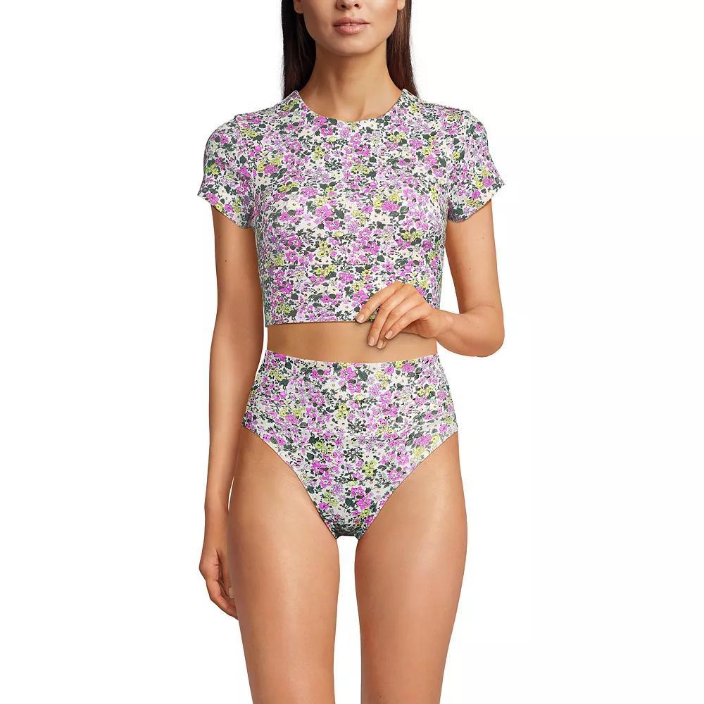 Women's DD-Cup Lands' End Cap Sleeve Midkini Swim Top, Size: 14 Dd, White Ditsy Floral Product Image