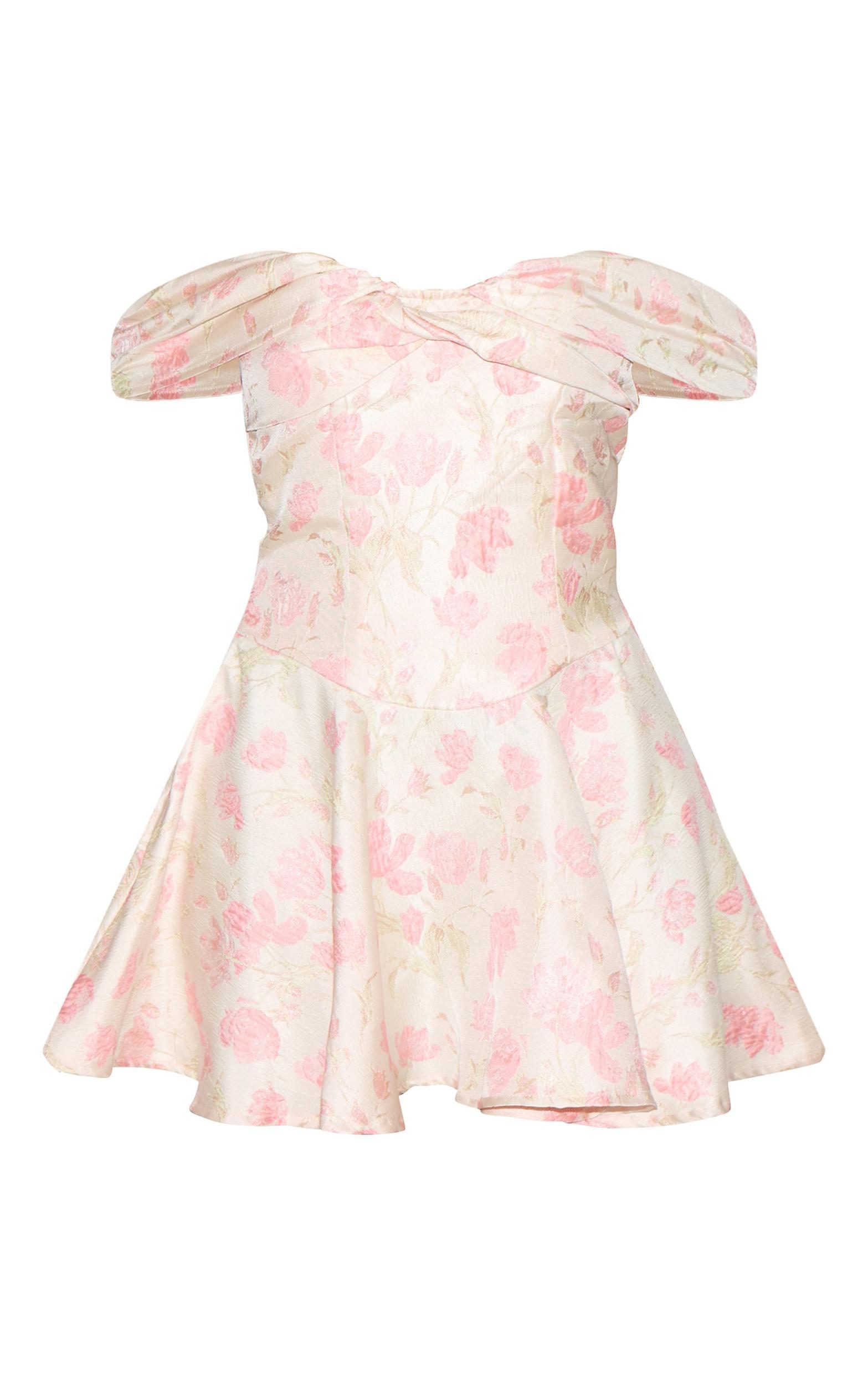 Pink Bardot Jacquard Shift Dress Product Image