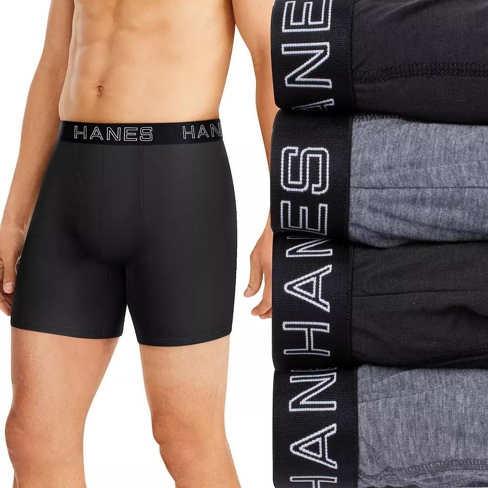 Hanes Ultimate 4-Pack Men's Comfort Flex Fit Total Support Pouch Boxer Briefs, Size: Large, Black Gray Product Image