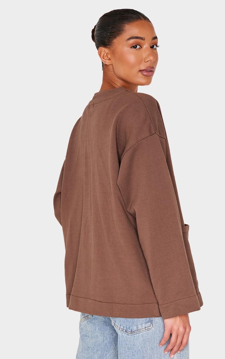 Burgundy Striped Collar Detail Long Sleeve T Shirt Product Image