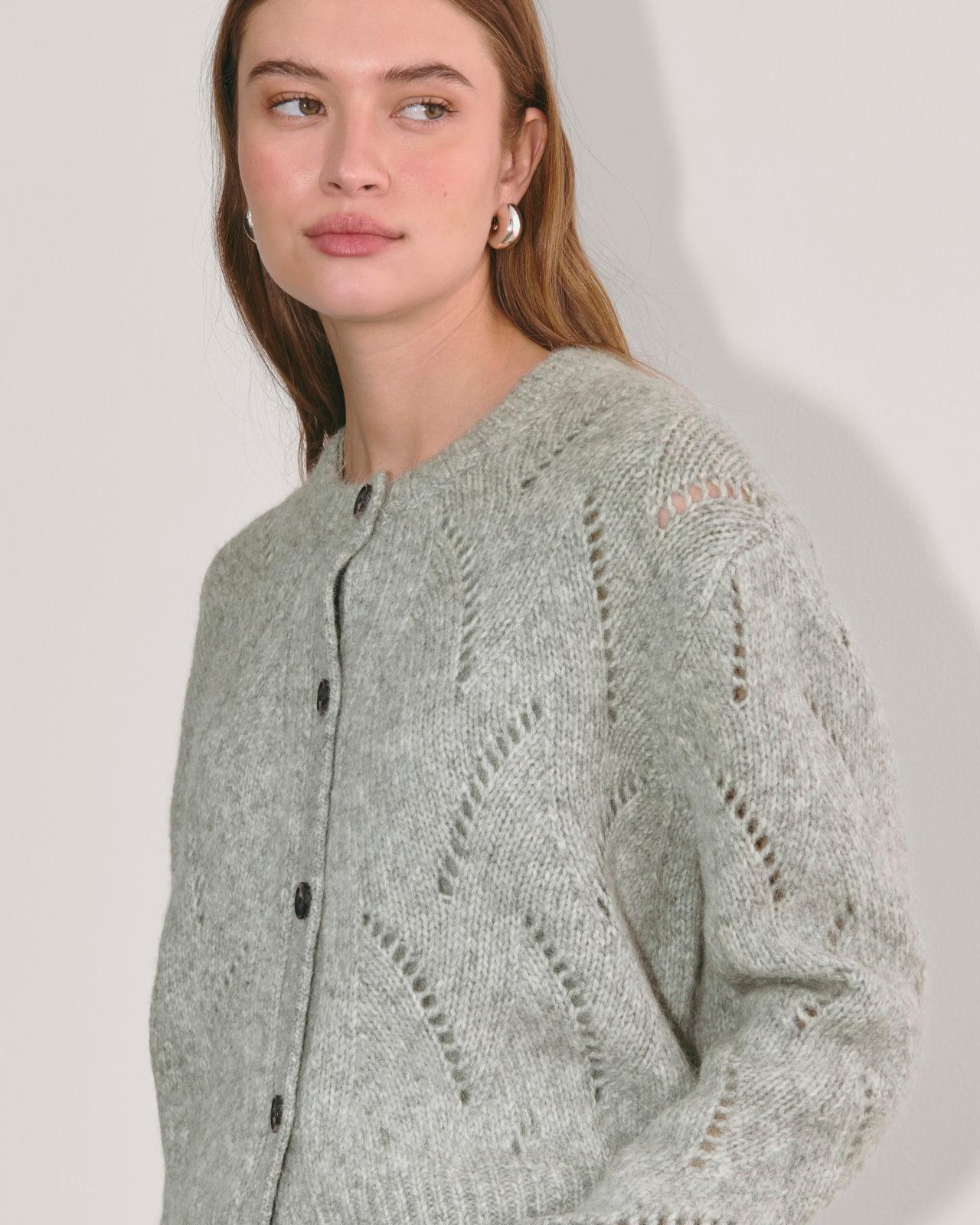 The Pointelle Cardigan in Cloud Product Image
