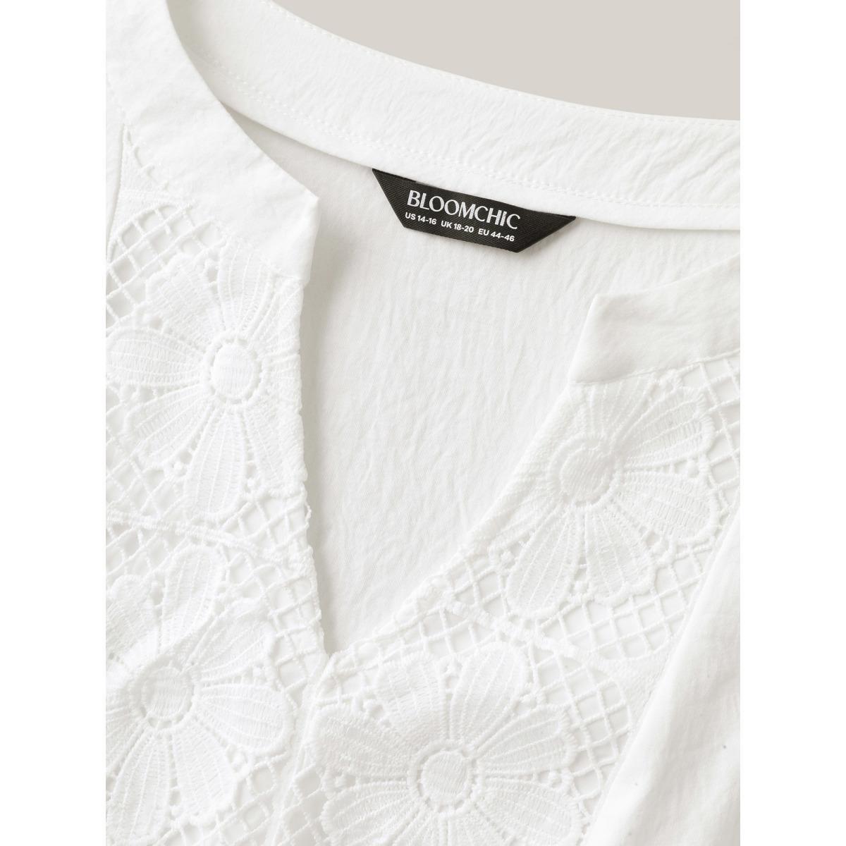 Plus Size Floral Textured Solid Tiered Hem Midi Dress Originalwhite Women Flat collar with V-notch Sleeveless Curvy BloomChic 30/6X Product Image