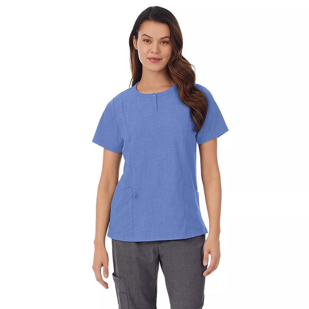 Women's Cuddl Duds® Scrubs Henley Top With 2 Pockets, Size: Small, Ceil Grey Product Image