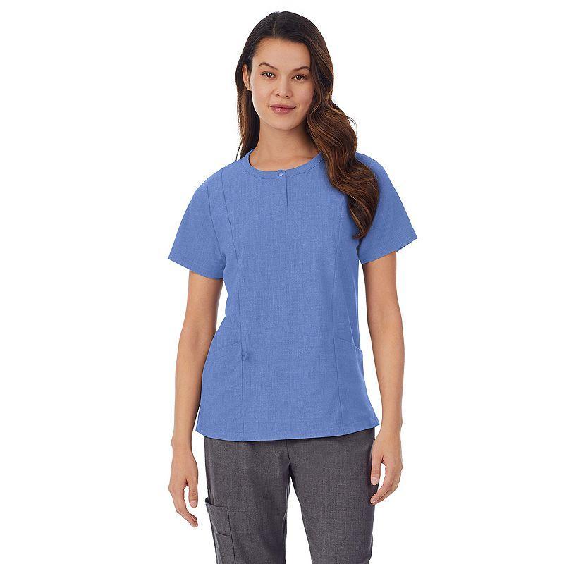 Women's Cuddl Duds® Scrubs Henley Top With 2 Pockets, Size: Small, Ceil Grey Product Image