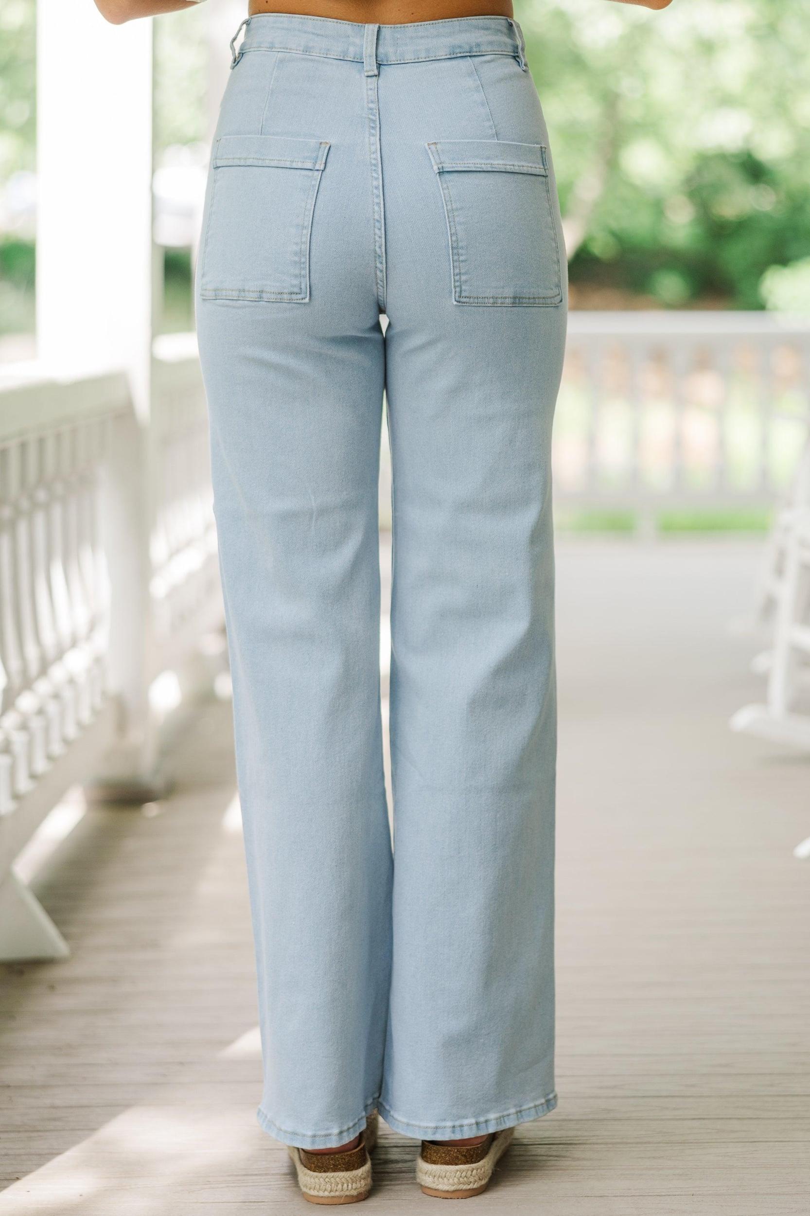 Let's Connect Light Wash Wide Leg Jeans Female Product Image