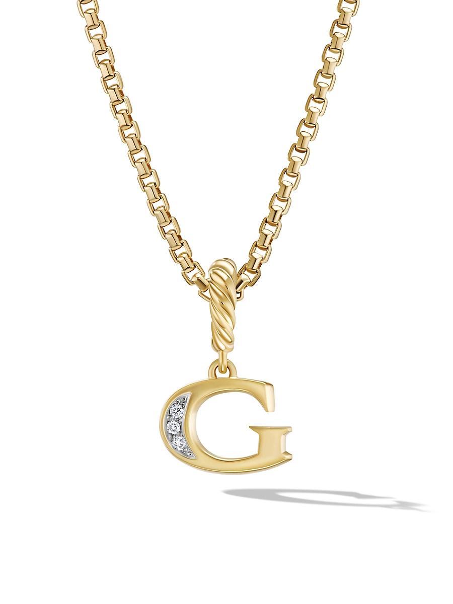 David Yurman 18K Gold Amulets Diamond Pave Initial Pendant Product Image