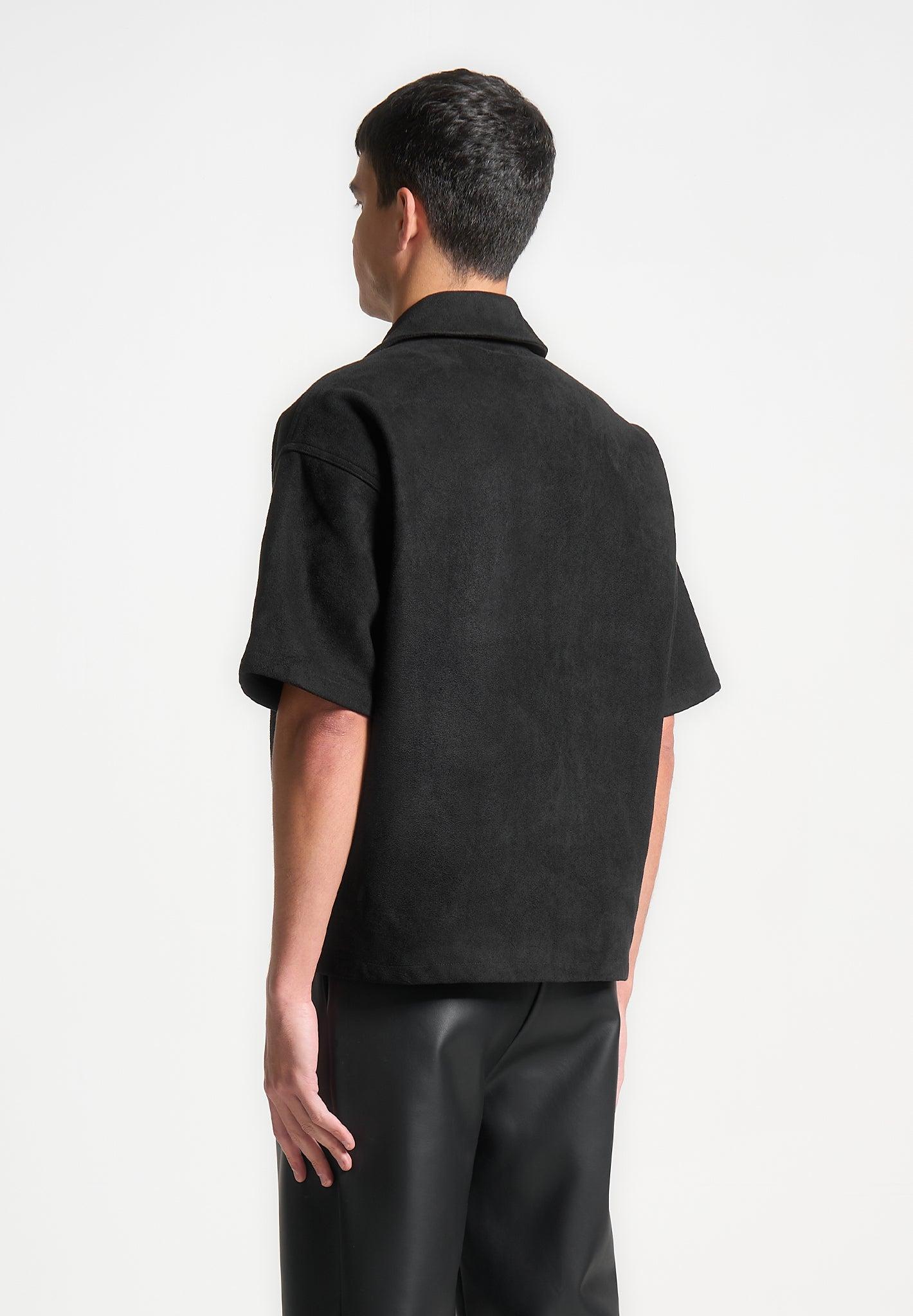 Boxy Suede Shirt - Black Male Product Image