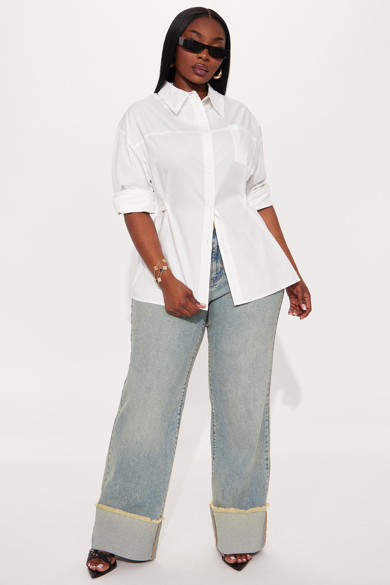 Sofia Poplin Shirt - White Product Image