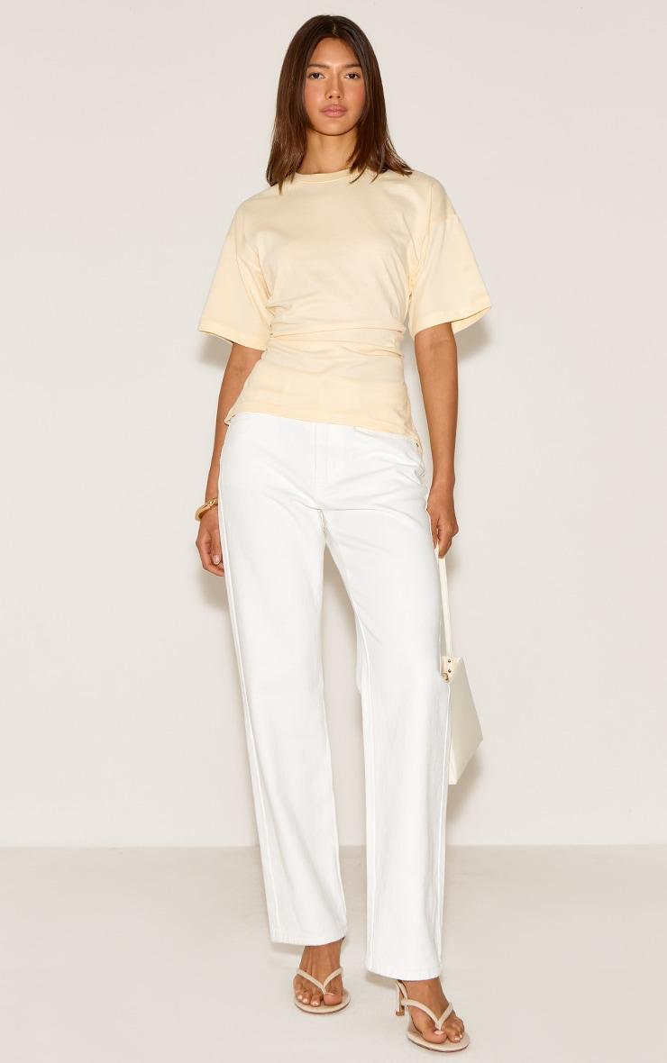 Butter Yellow Ruched Side Detail T Shirt Product Image