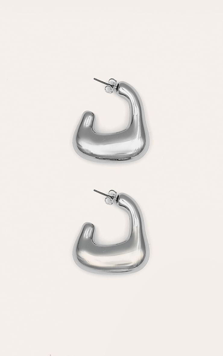 Silver Chunky Square Hoop Earring Product Image
