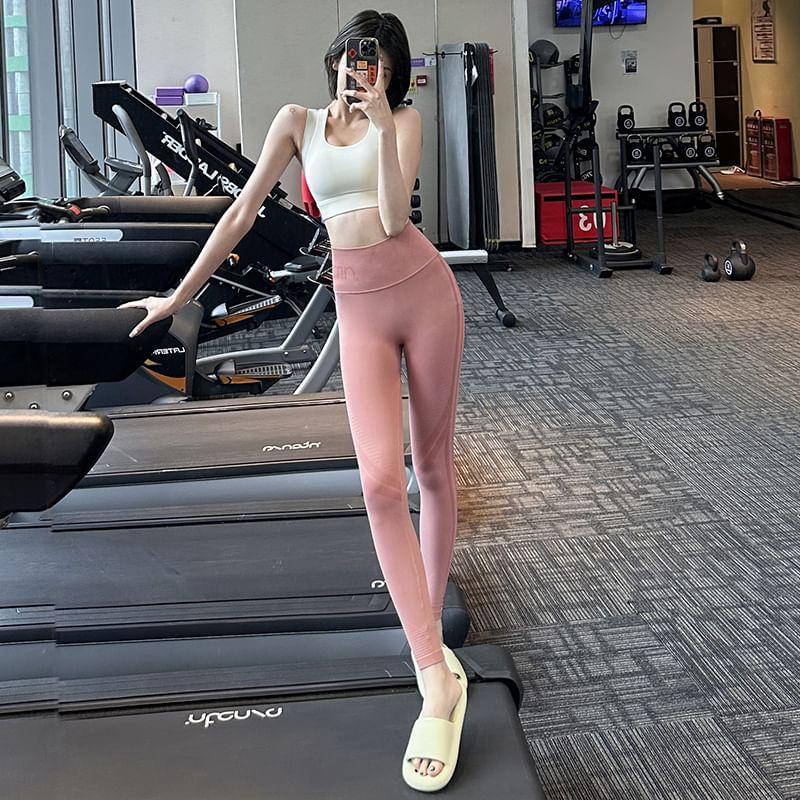 High Waist Lettering Sports Leggings Product Image