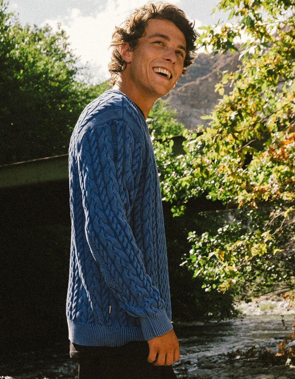 OBEY Faded Wash Mens Sweater - BLUE Product Image