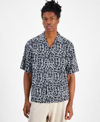 Hugo Boss Mens Eligino Relaxed Fit Short Sleeve Button Front Logo Camp Shirt Product Image