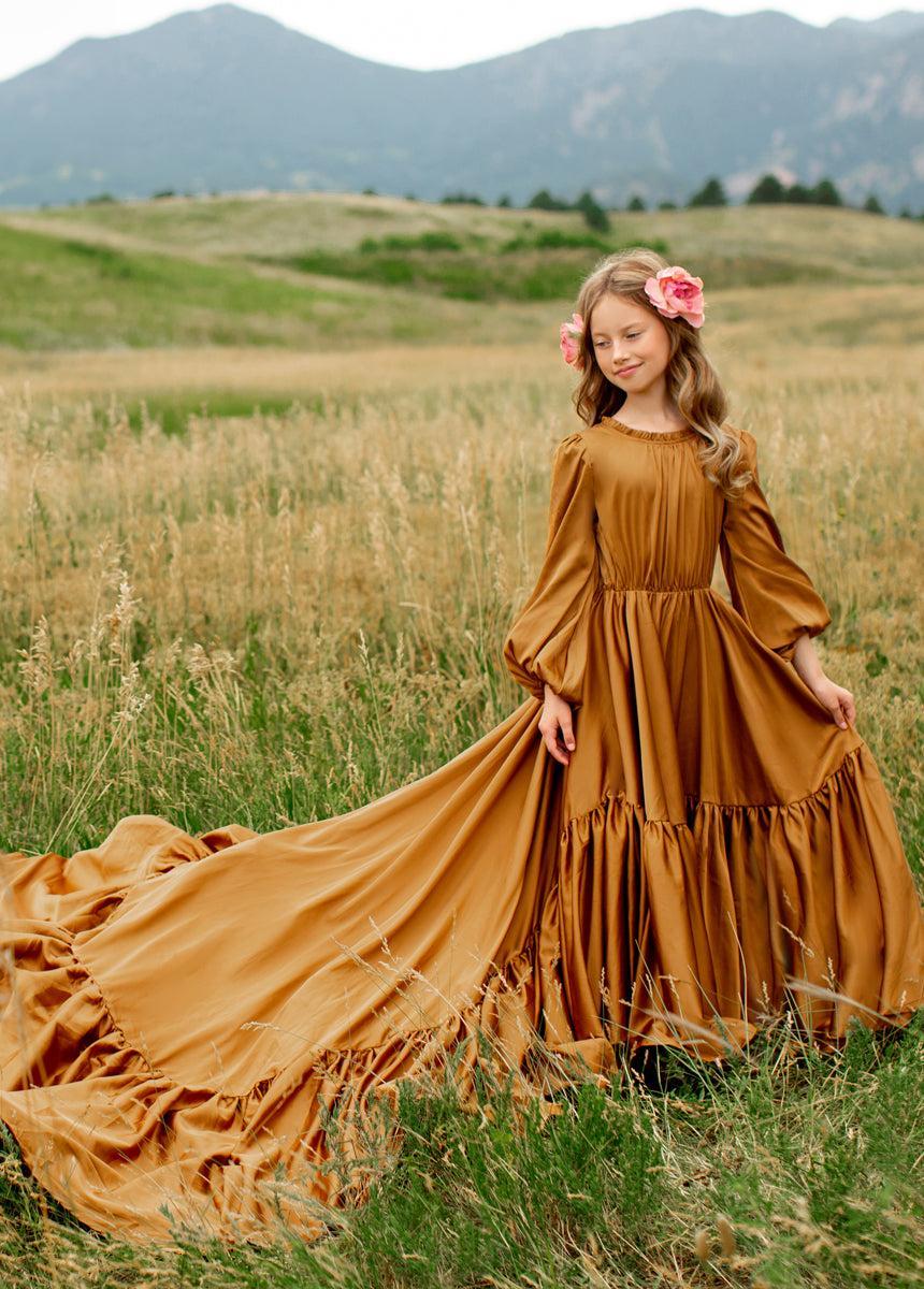 Leana Impact Dress in Dark Honey Girls Product Image