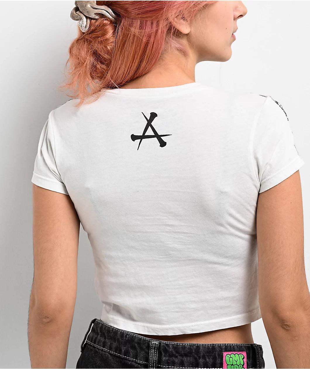 Affliction Vertibrate White Crop T-Shirt Product Image