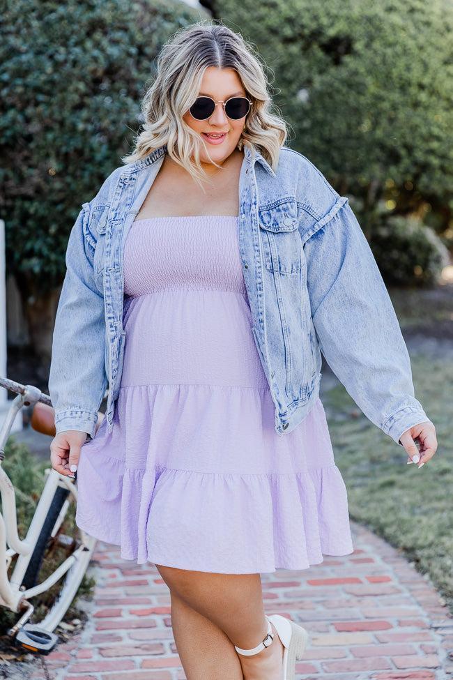 My Love Story Oversized Ruffle Detail Acid Wash Denim Jacket FINAL SALE Product Image
