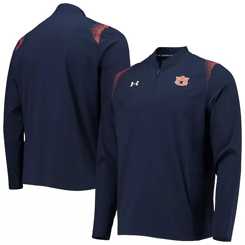 Men's Under Armour Navy Auburn Tigers 2021 Sideline Motivate Quarter-Zip Jacket, Size: Small, Blue Product Image