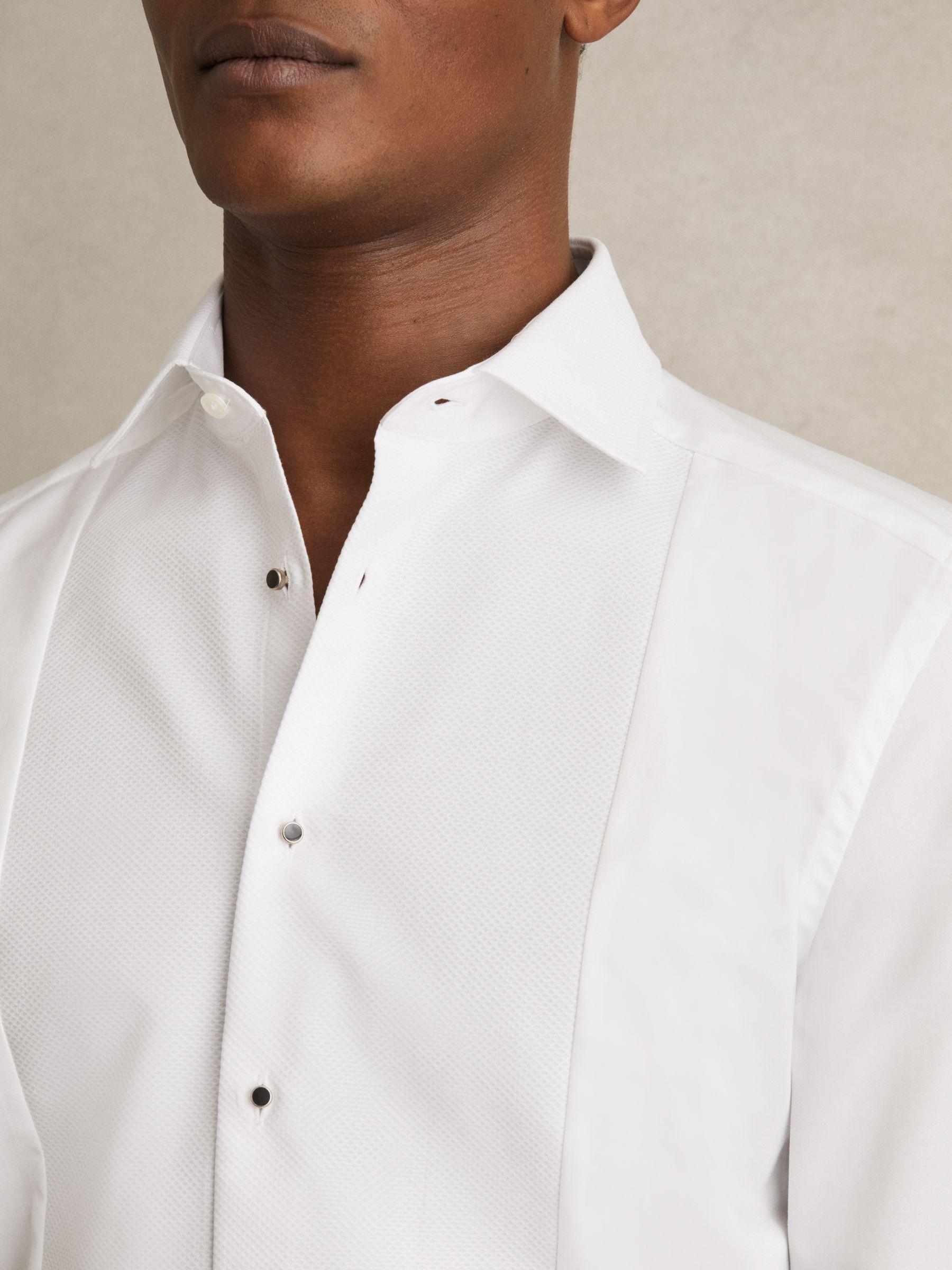 Slim Fit Cotton Marcella Tuxedo Shirt in White Product Image