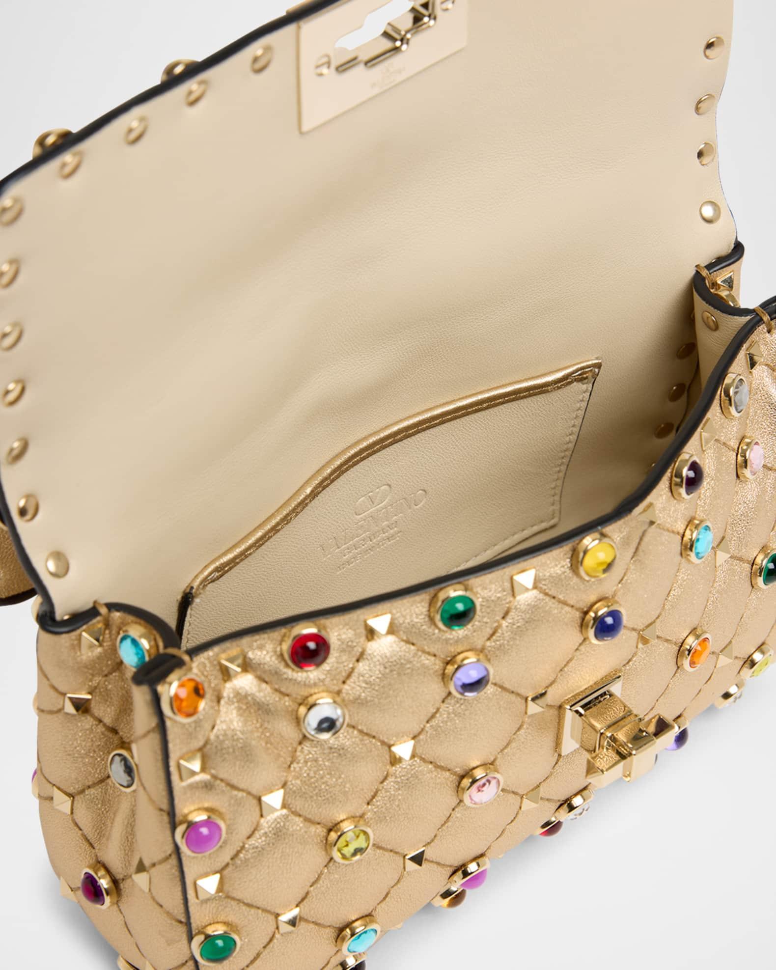 Quilted Laminated Leather Rockstud Shoulder Bag Product Image