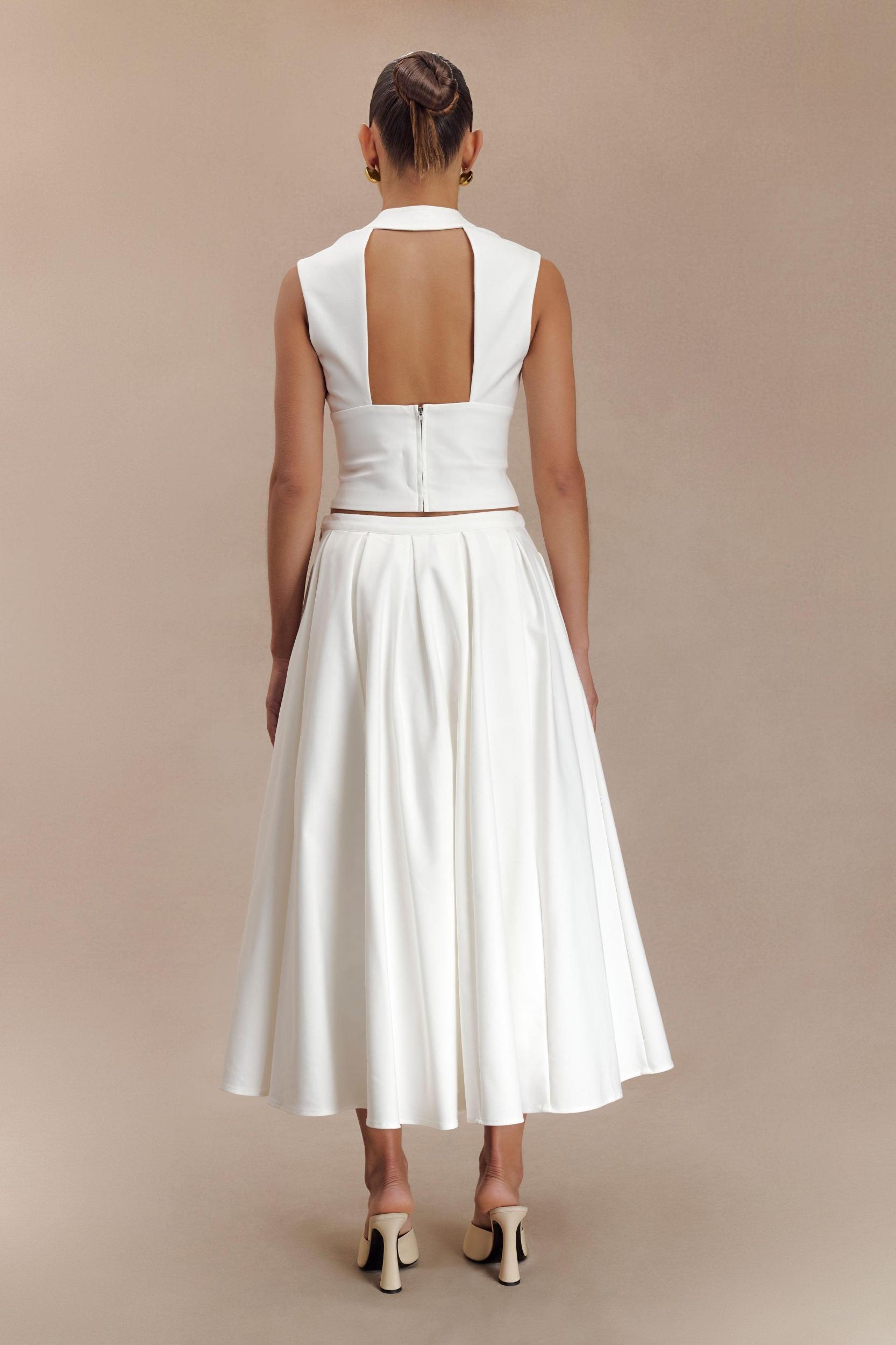 Jemima Cotton Midi Skirt - White Product Image