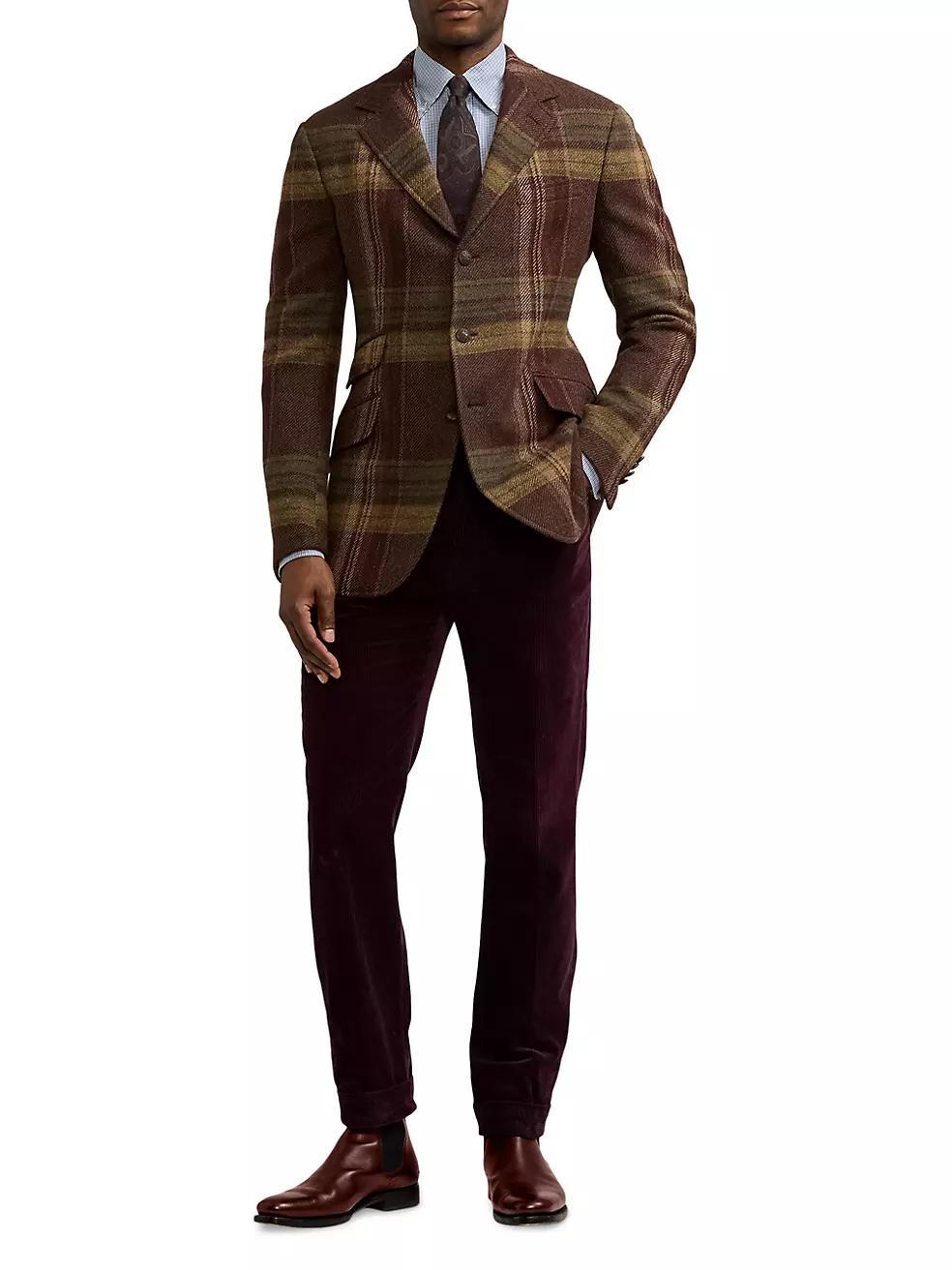 Kent Plaid Wool Single-Breasted Sport Coat Product Image