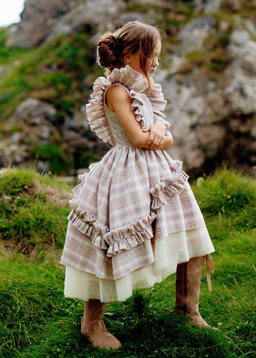 Reign Petticoat Dress in Lavender Plaid Girls Product Image