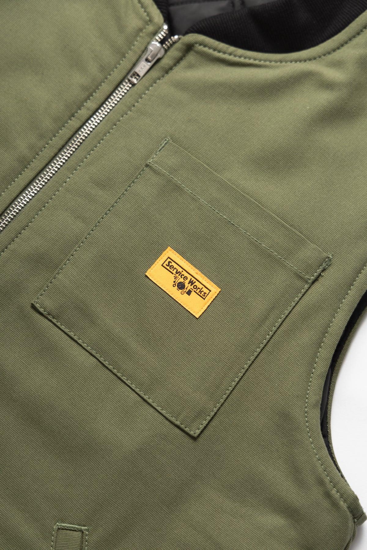 Padded Work Vest Jacket - Olive Product Image