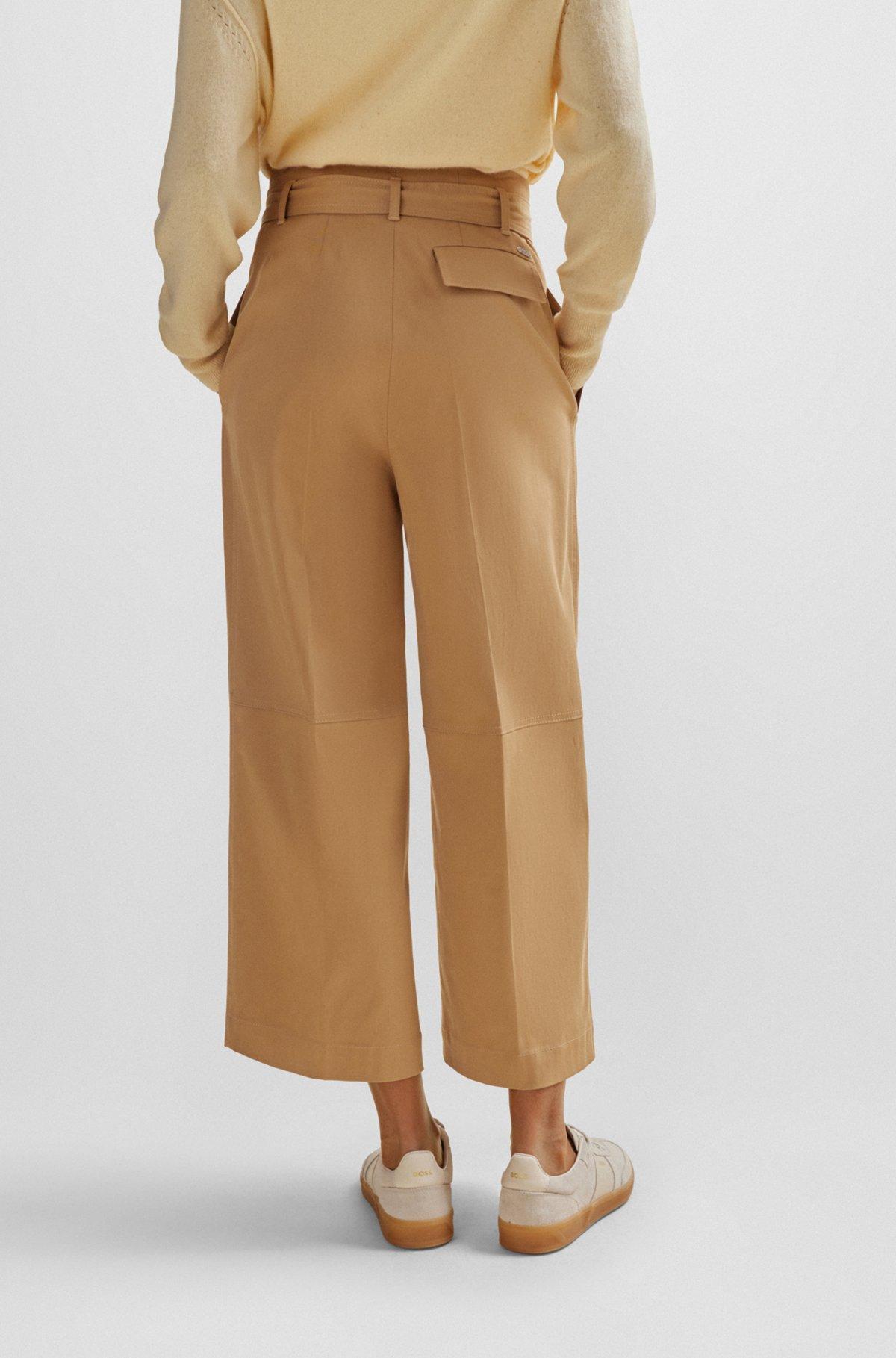 Tapered-fit wide-leg trousers with fabric belt Product Image