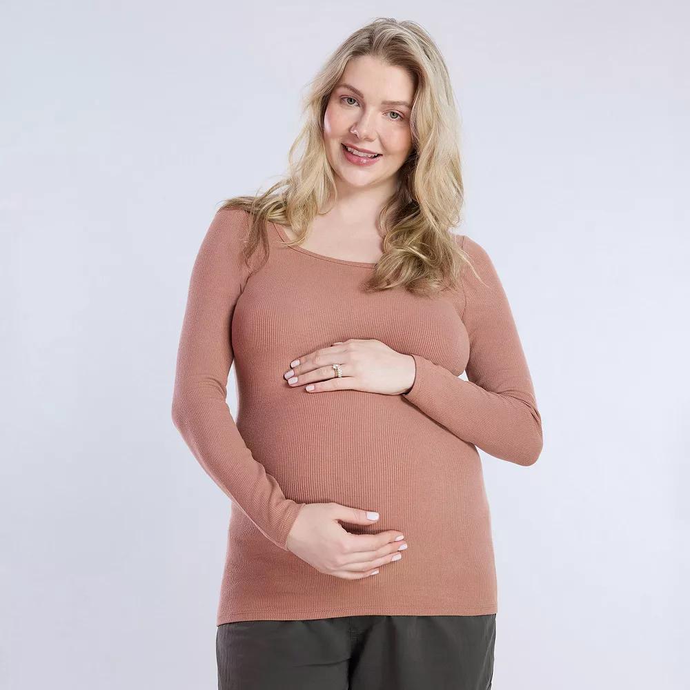 Maternity Motherhood® Square Neck Long Sleeve Tee, Women's, Size: XS-MAT, Sodalite Blue Product Image