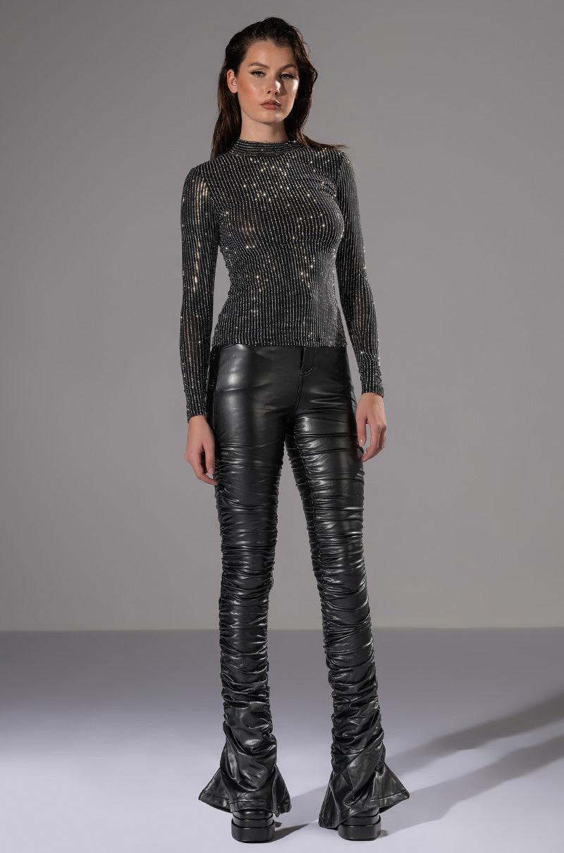 BOW DOWN RUCHED PU PANT Product Image