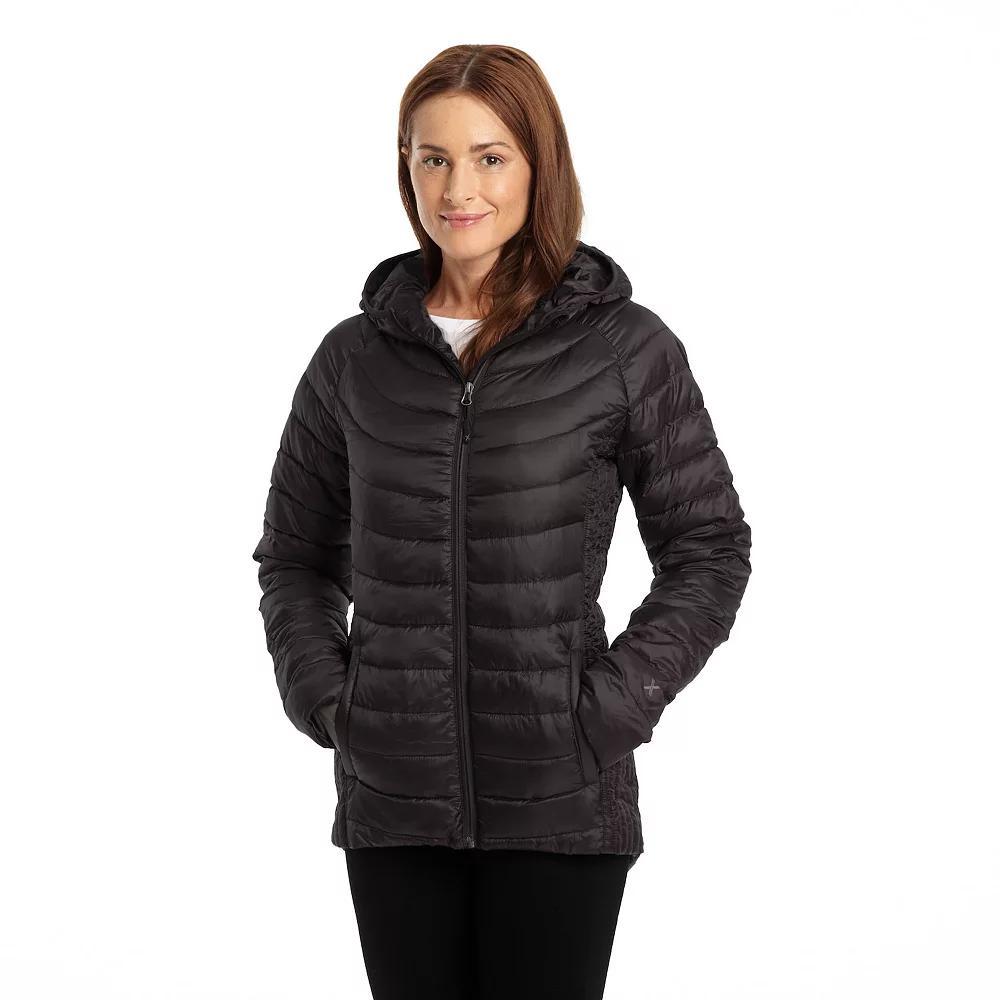Plus Size Excelled Hooded Featherweight Puffer Jacket, Women's, Size: 3XL, Black Product Image